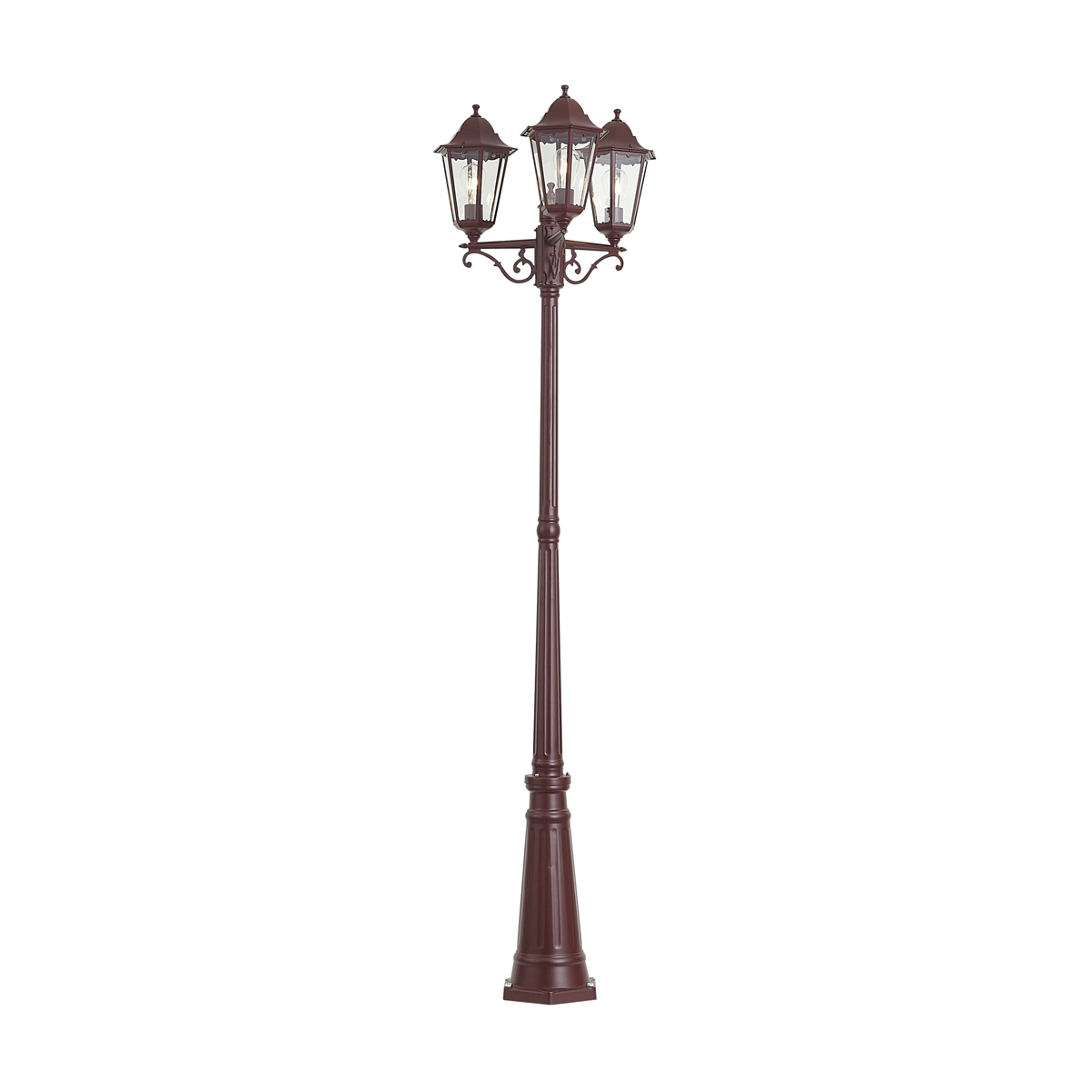 Klasická venkovní lucerna tmavě červená 220 cm 3-světla IP44 - Havana