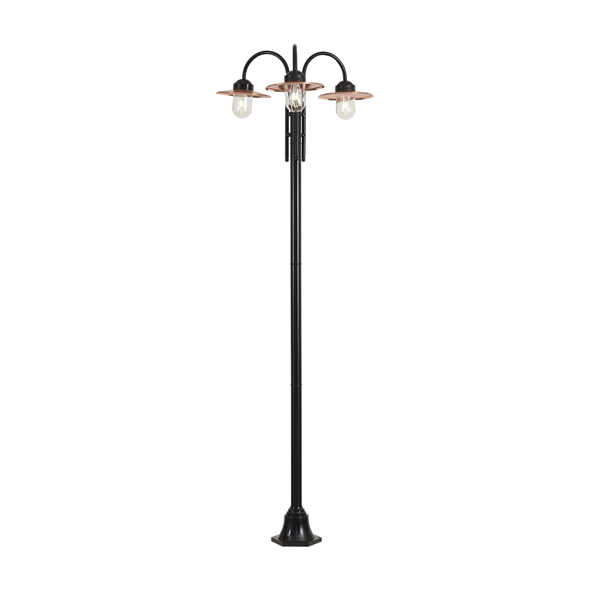 Venkovní lampa černá s mědí 235 cm 3-světla IP44 - Mnichov