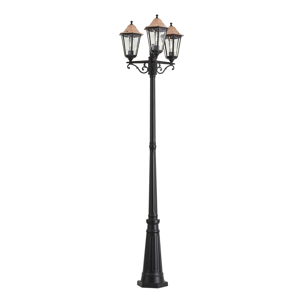 Klasszikus kültéri lámpás fekete rézzel 220cm 3-lámpás IP44 - Havana