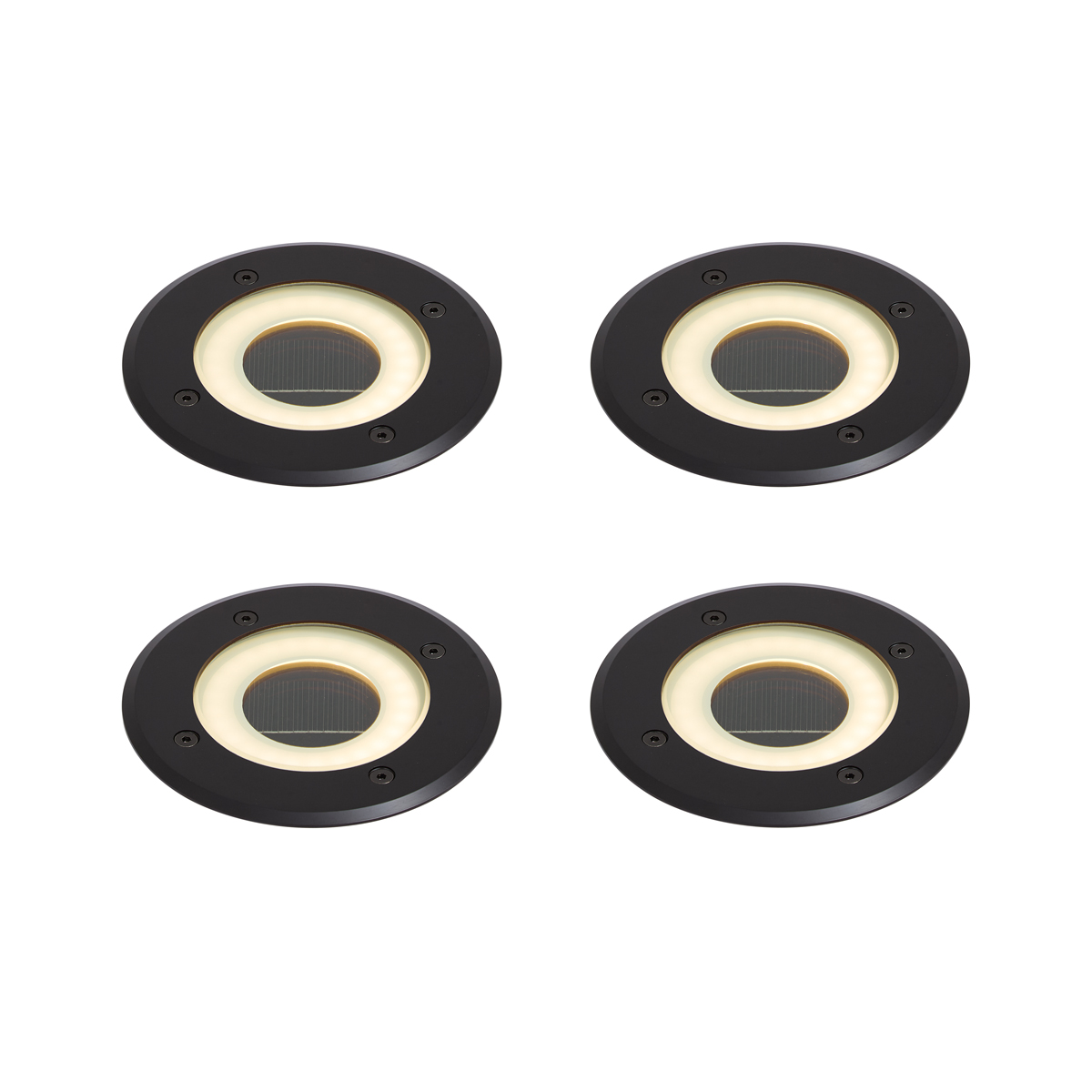 Set van 4 moderne grondspots zwart incl. LED oplaadbaar met solar IP65 - Solyx