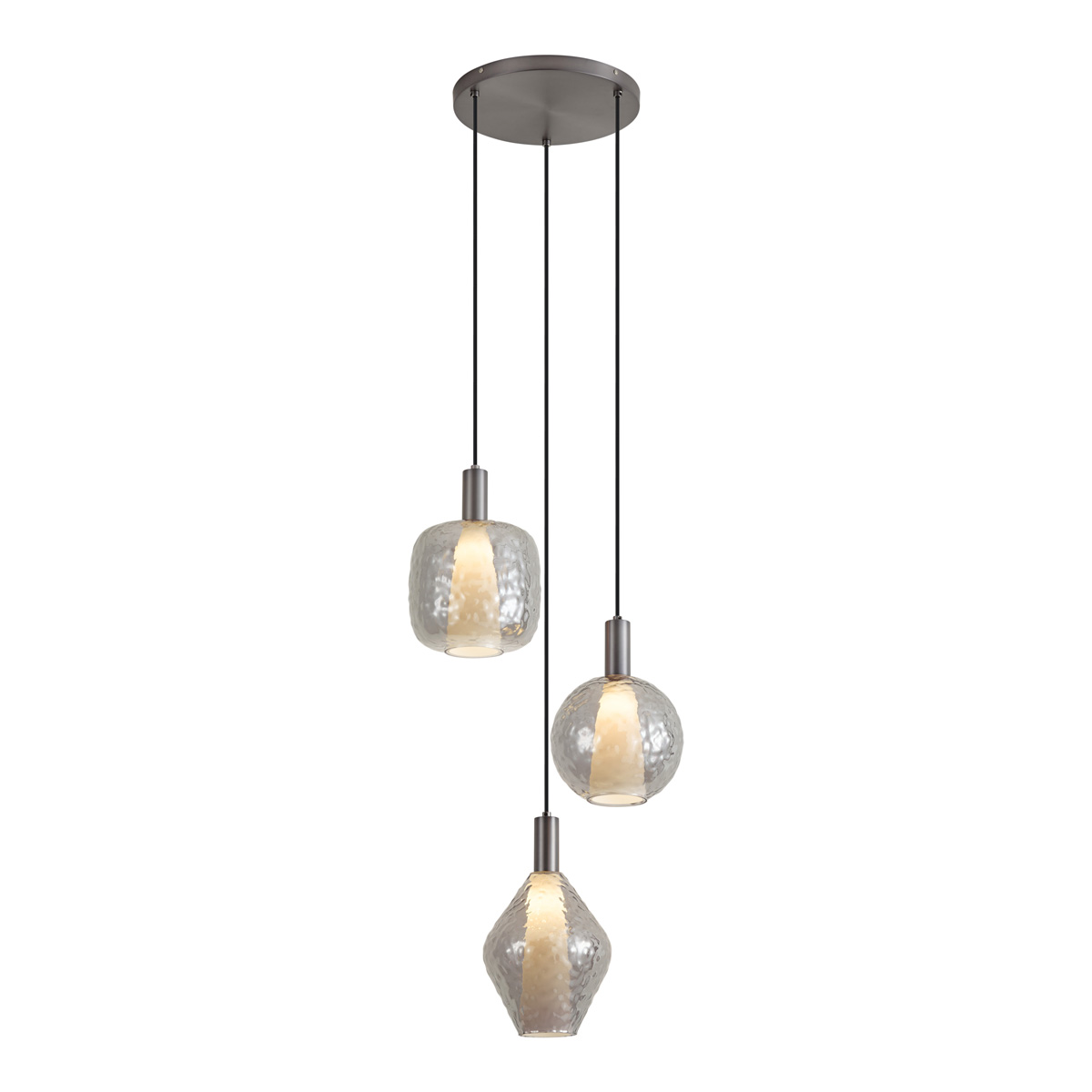 Designové závěsné svítidlo kovově šedé se 3 světly - Ard