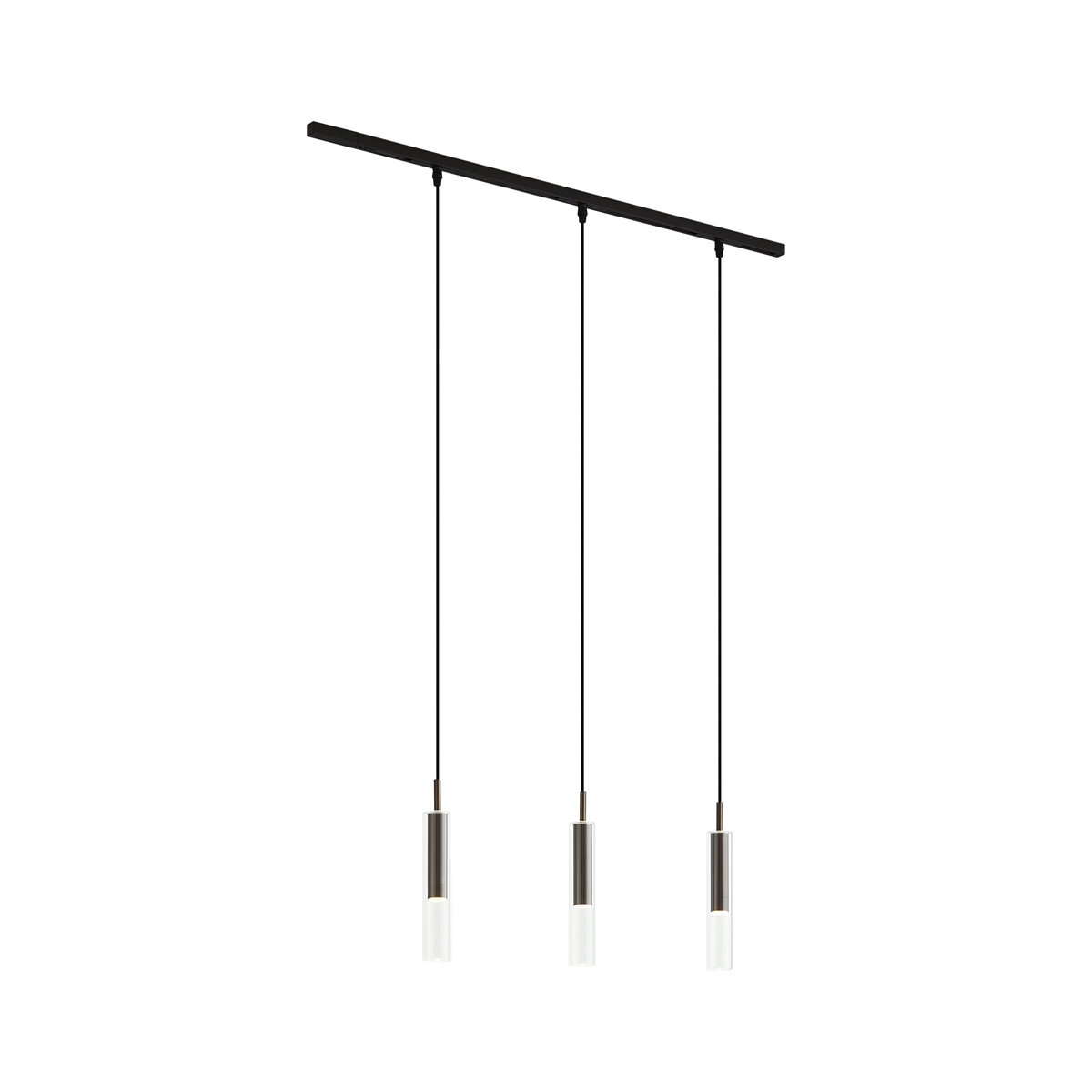Modern fekete sínrendszer 3 sötét bronz függőlámpával, 1 fázisú - Slimline Loyce