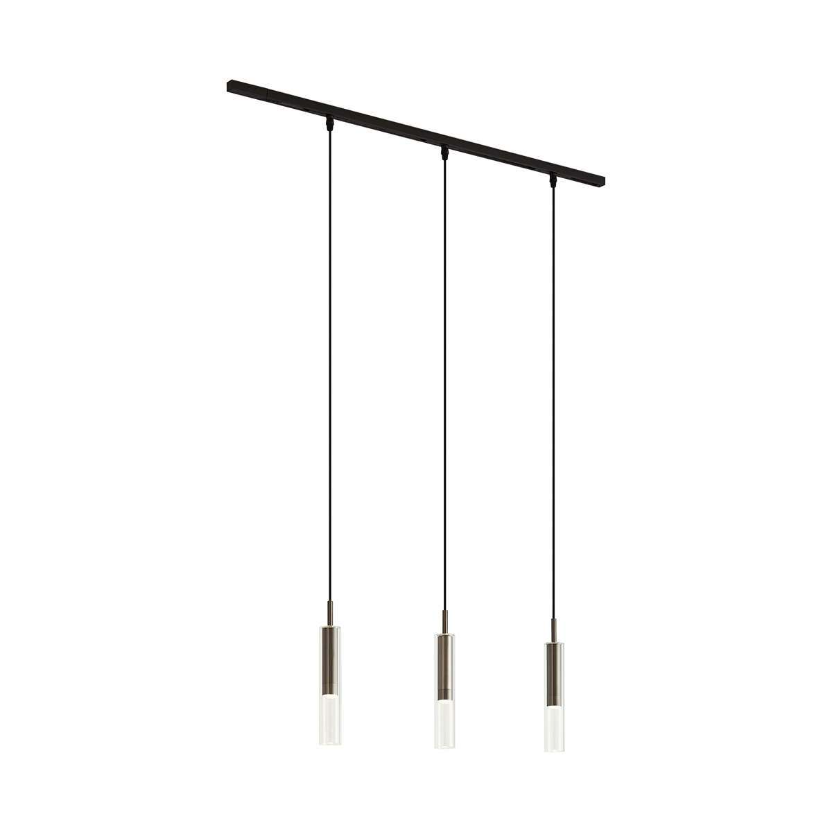 Moderní kolejnicový systém černý se 3 závěsnými svítidly Gunmetal 1-fázový - Slimline Loyce