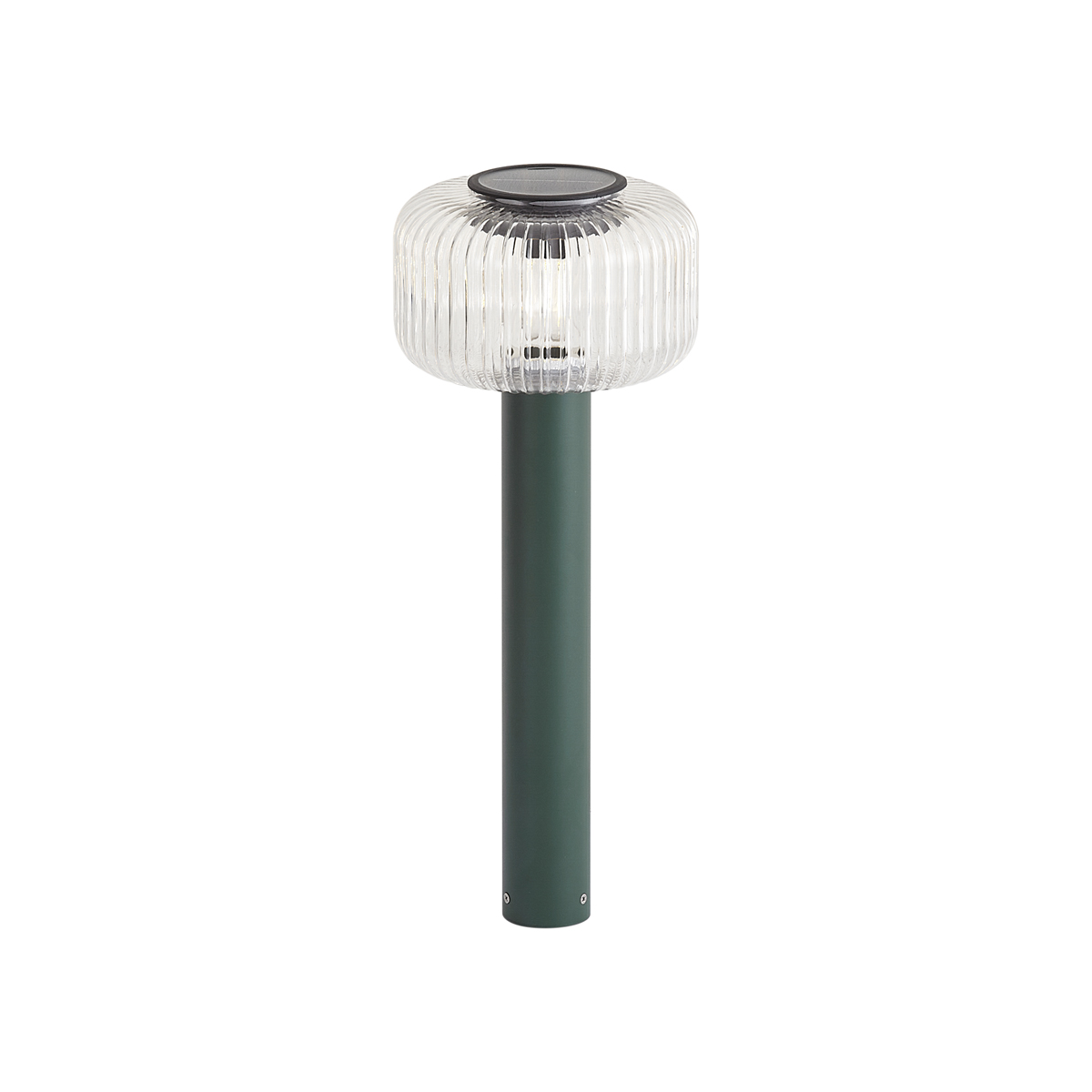 Moderní venkovní patník zelený s žebrovaným sklem vč. LED solární IP65 - Ribble Mushroom
