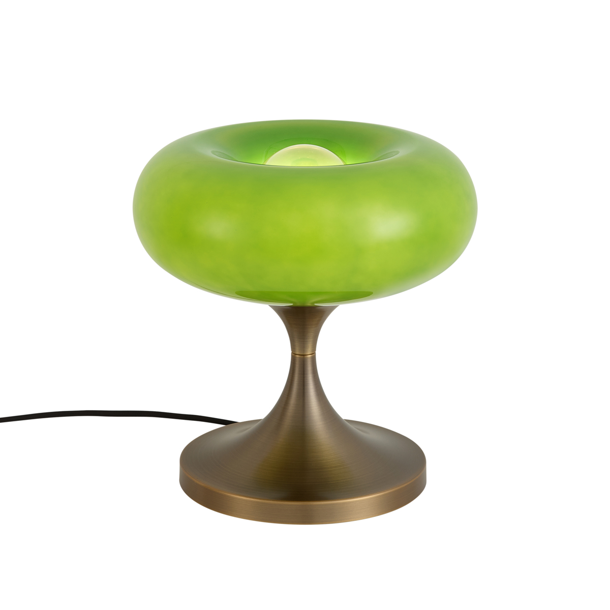 Retro stolní lampa tmavě bronzová se zeleným skleněným stínidlem 31 cm - Glaze – QAZQA