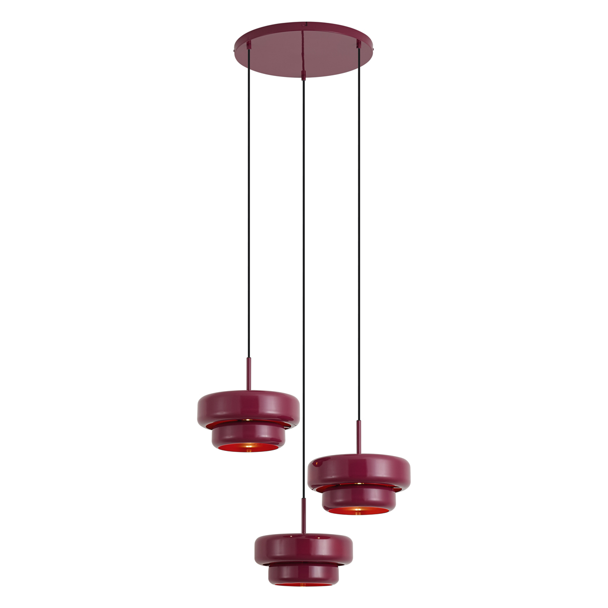 Retro Pendant Lamp Plum with Metal Shade 3-Light - Ophelia – QAZQA