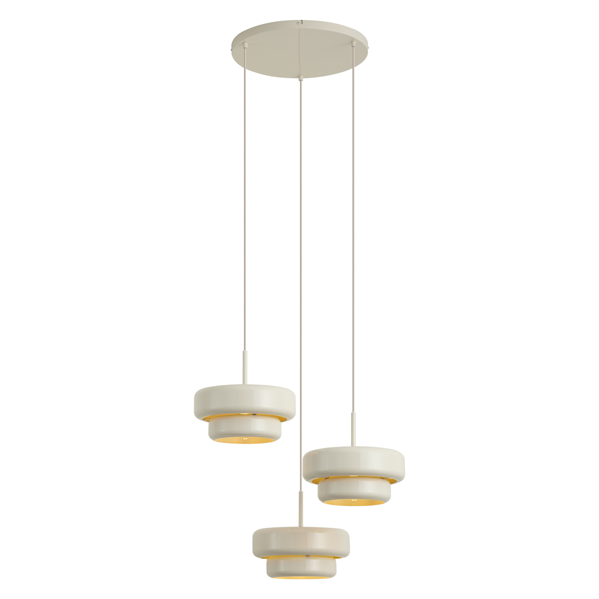 Retro závěsná lampa béžová se 3 kovovými stínidly - Ophelia – QAZQA