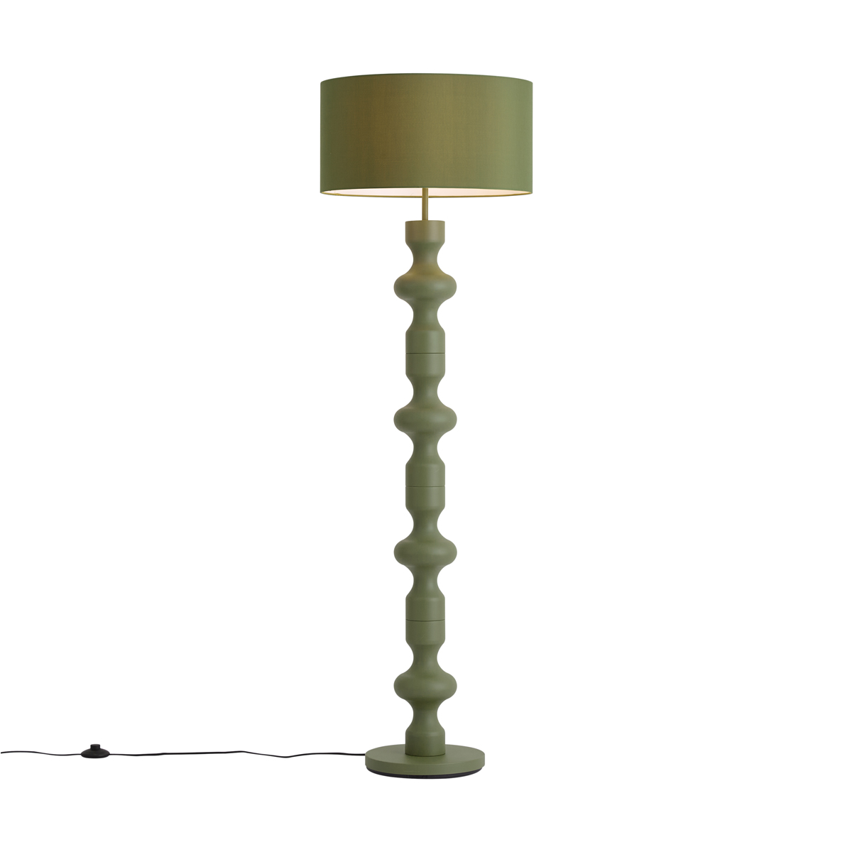 Retro stojací lampa zelená s látkovým stínidlem 160 cm - Captain – QAZQA