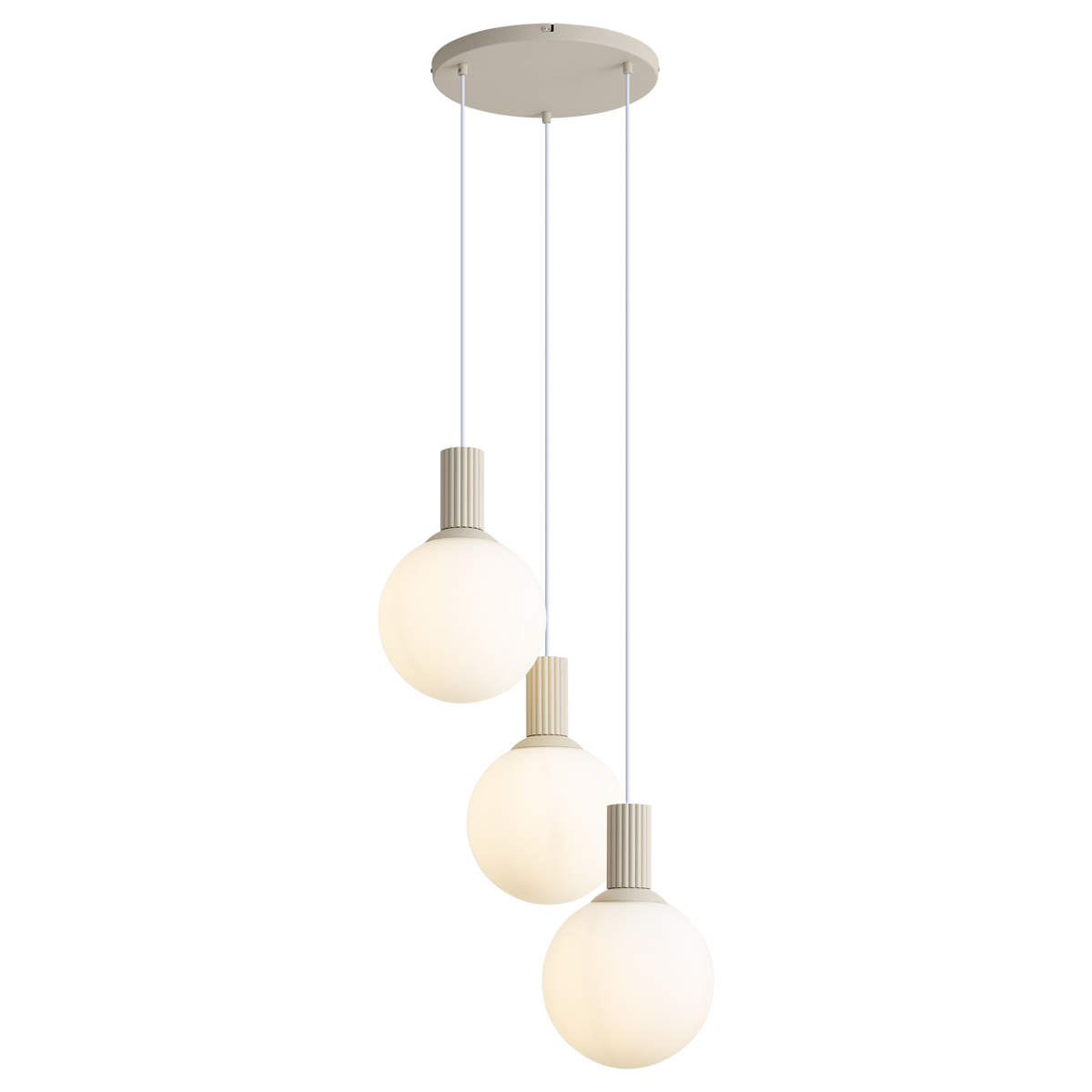 Skandinávská závěsná lampa béžová s opálovým sklem se 3 světly - Polly – QAZQA
