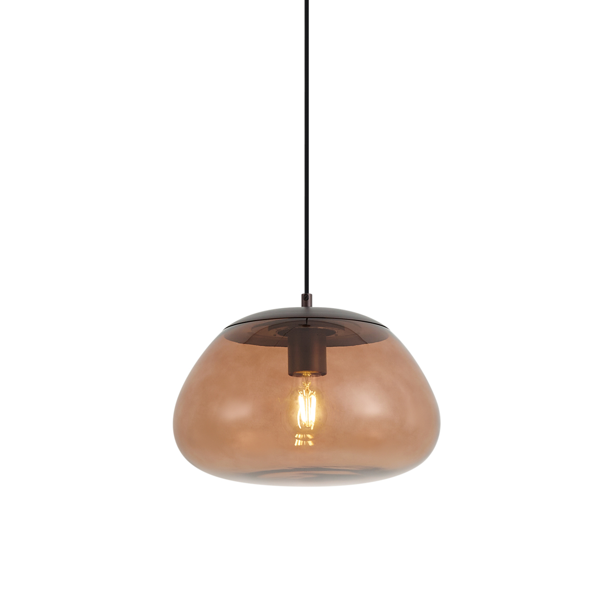 Retro závěsná lampa hnědá s hnědým sklem - Giselle – QAZQA