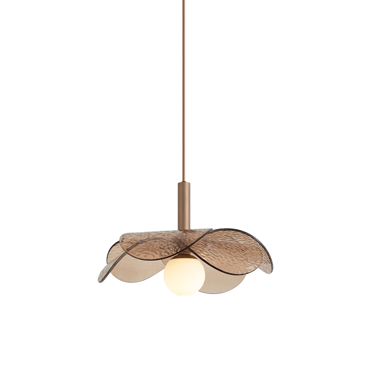 Designové závěsné svítidlo tmavý bronz s jantarovým sklem - Kemner – QAZQA