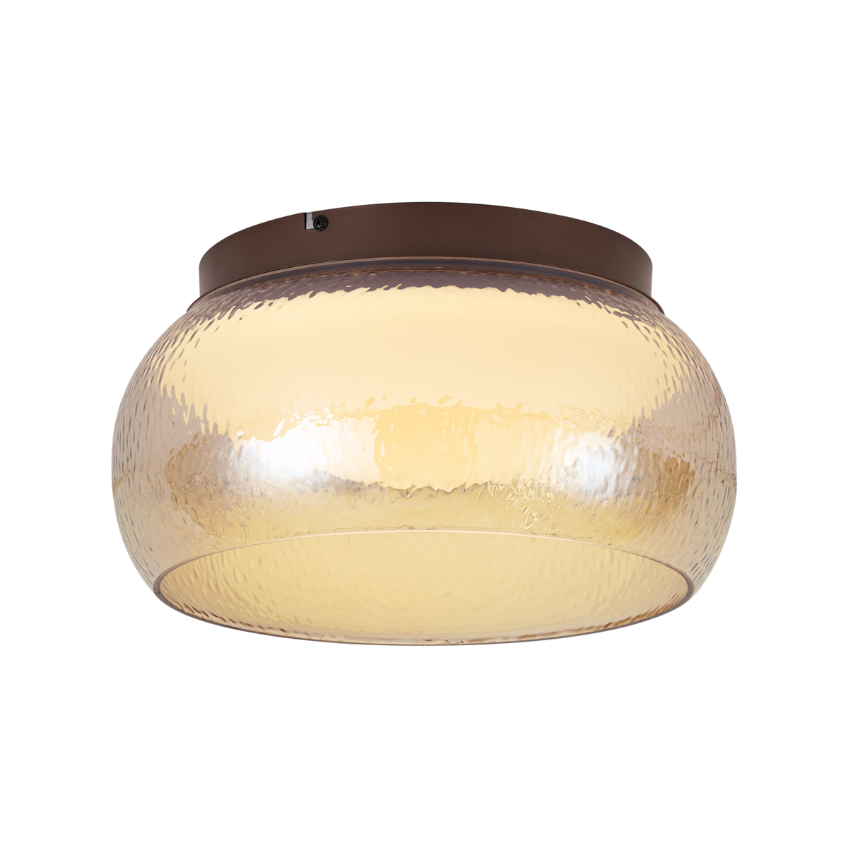 Stropní svítidlo Art Deco hnědé s jantarovým sklem vč. LED 3-stupňově stmívatelné - Thimble – QAZQA