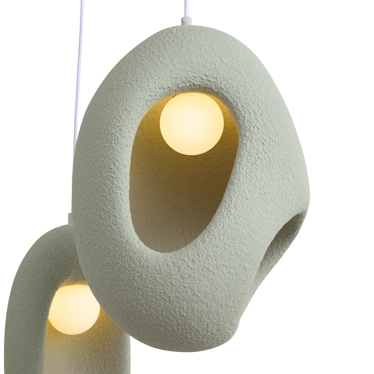 Japandi Pendant Lamp White with Organic Light Green Shade 3-Light - Moonstone – QAZQA