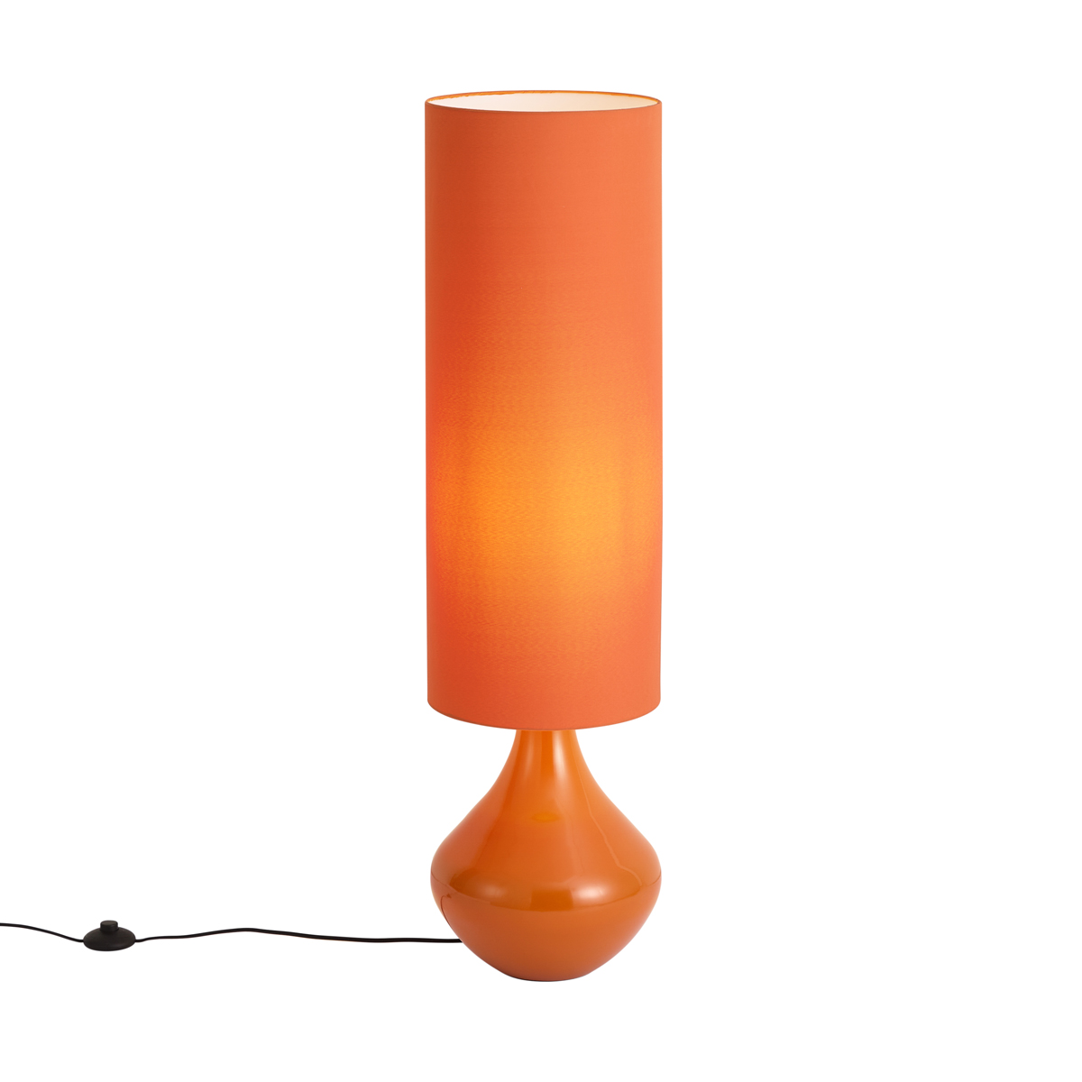 Retro stojací lampa oranžová s látkovým stínidlem - Mina – QAZQA
