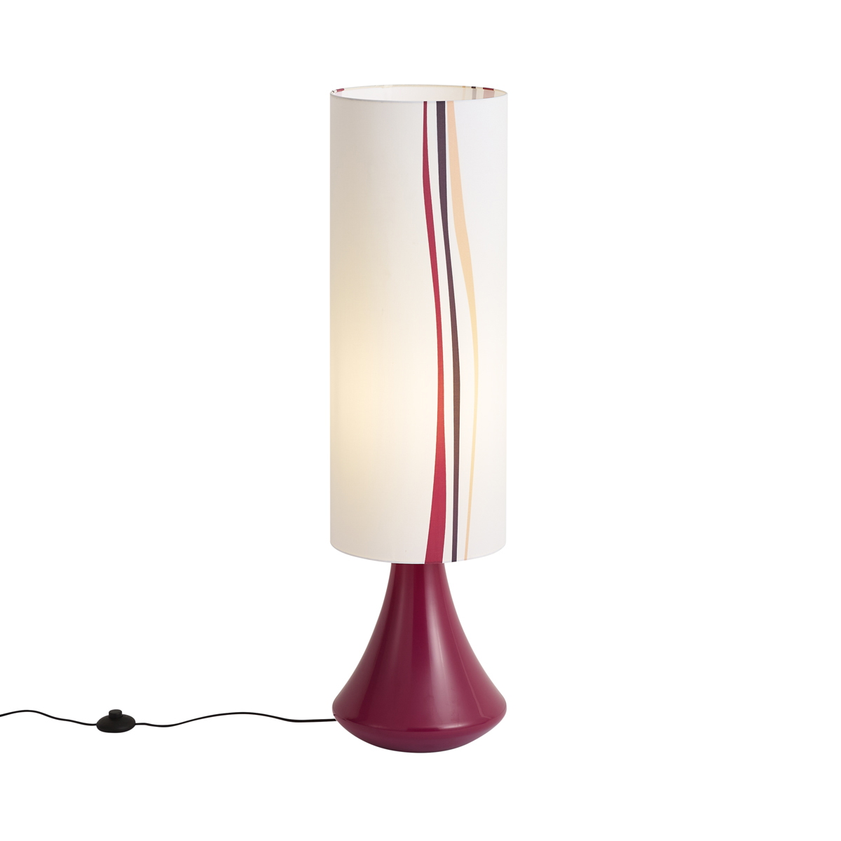 Retro stojací lampa fialová s vícebarevným látkovým stínidlem - Mina – QAZQA