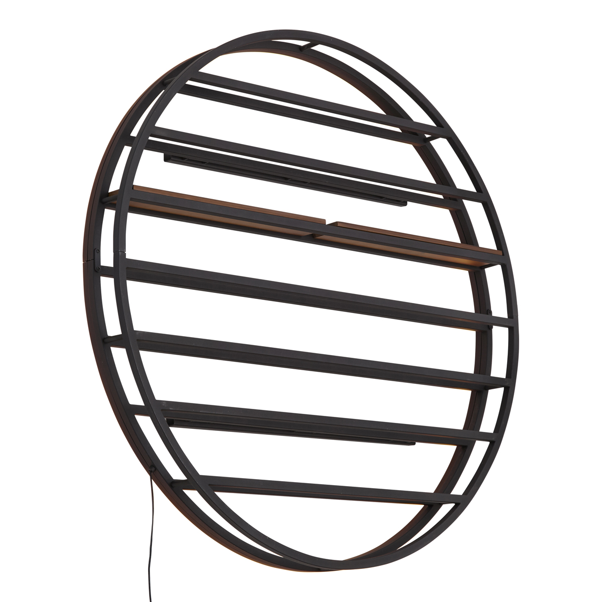 Moderní nástěnné svítidlo černé s kulatým dřevěným detailem a integrovanou LED - Wine Rack – QAZQA
