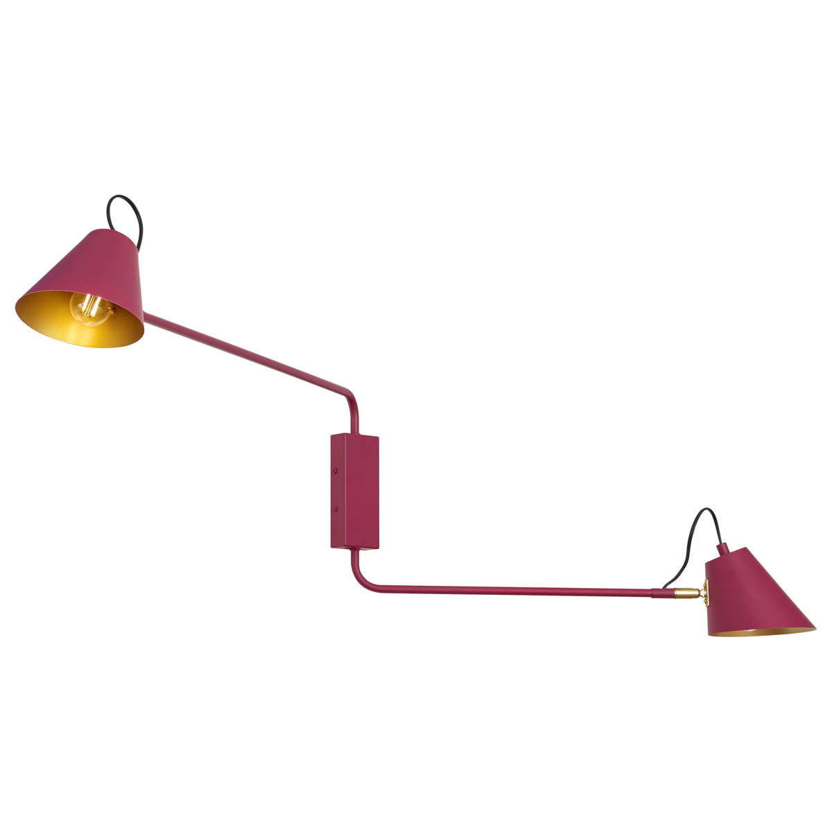 Lune Modern Adjustable 2-Light Wall Lamp - Purple with Gold Interior – QAZQA