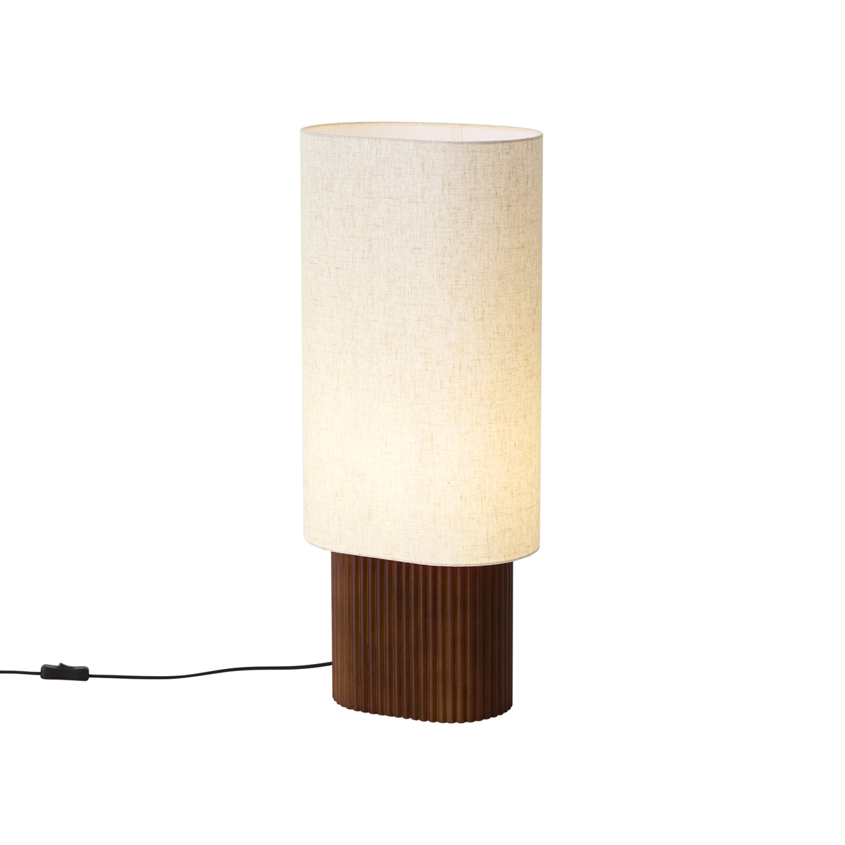 Japandi stojací lampa z ořechového dřeva s látkovým stínidlem 70cm - Lamel – QAZQA