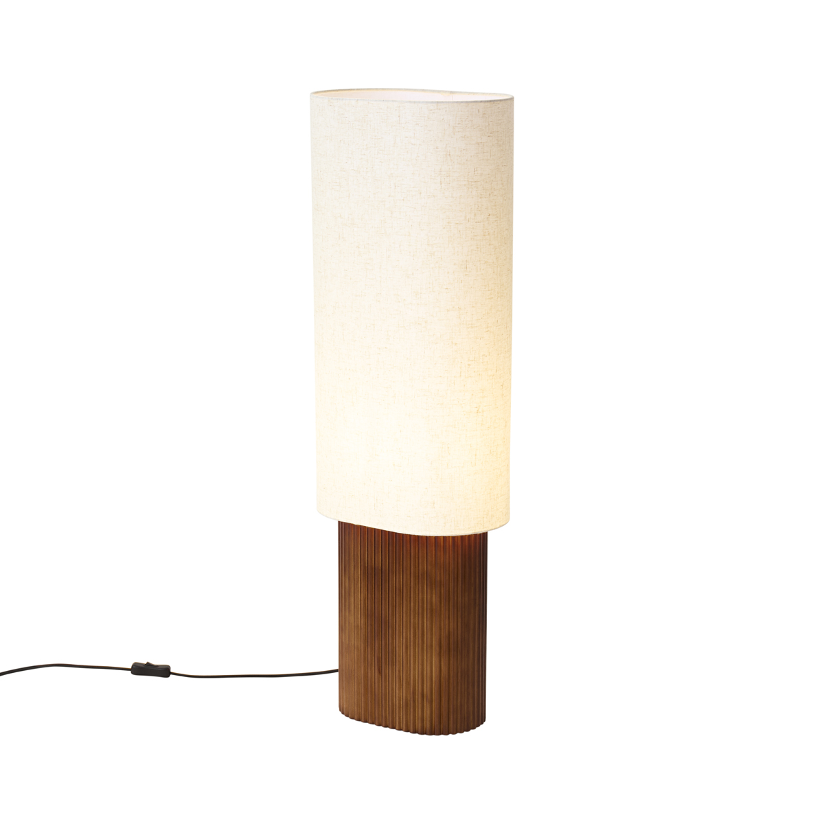 Japandi stojací lampa z ořechového dřeva s látkovým stínidlem 90 cm - Lamel – QAZQA