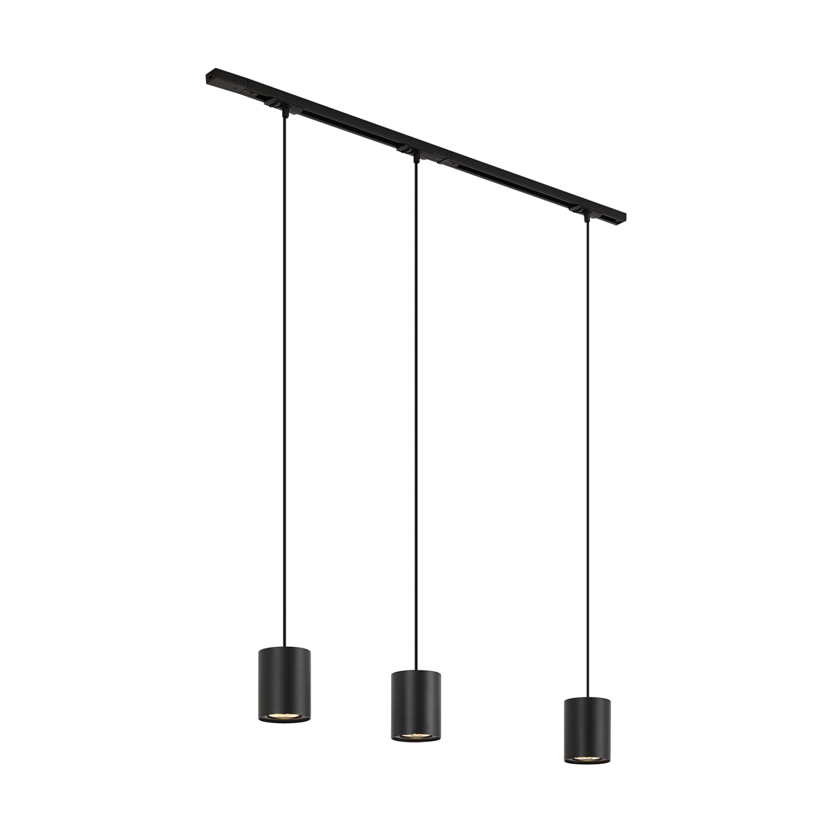 Modern railsysteem met 3 hanglampen zwart 1-fase - Iconic Holt