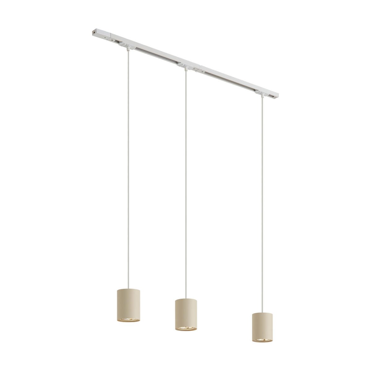 Modern railsysteem met 3 hanglampen wit met beige 1-fase - Iconic Holt