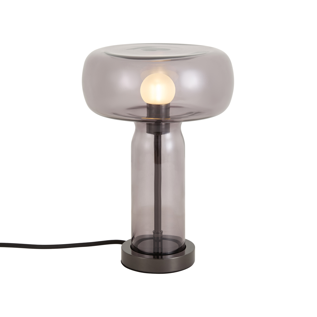 Stolní lampa Hotel Chic kovově šedá s kouřovým sklem - Amara – QAZQA