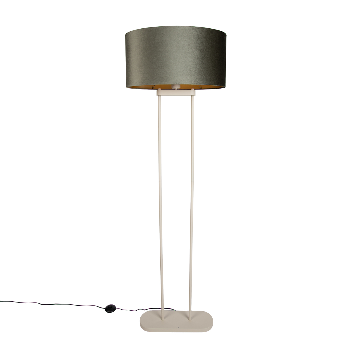 Stojací lampa béžová se zeleným oválným stínidlem a zlatým vnitřkem 50 cm - Thijmen