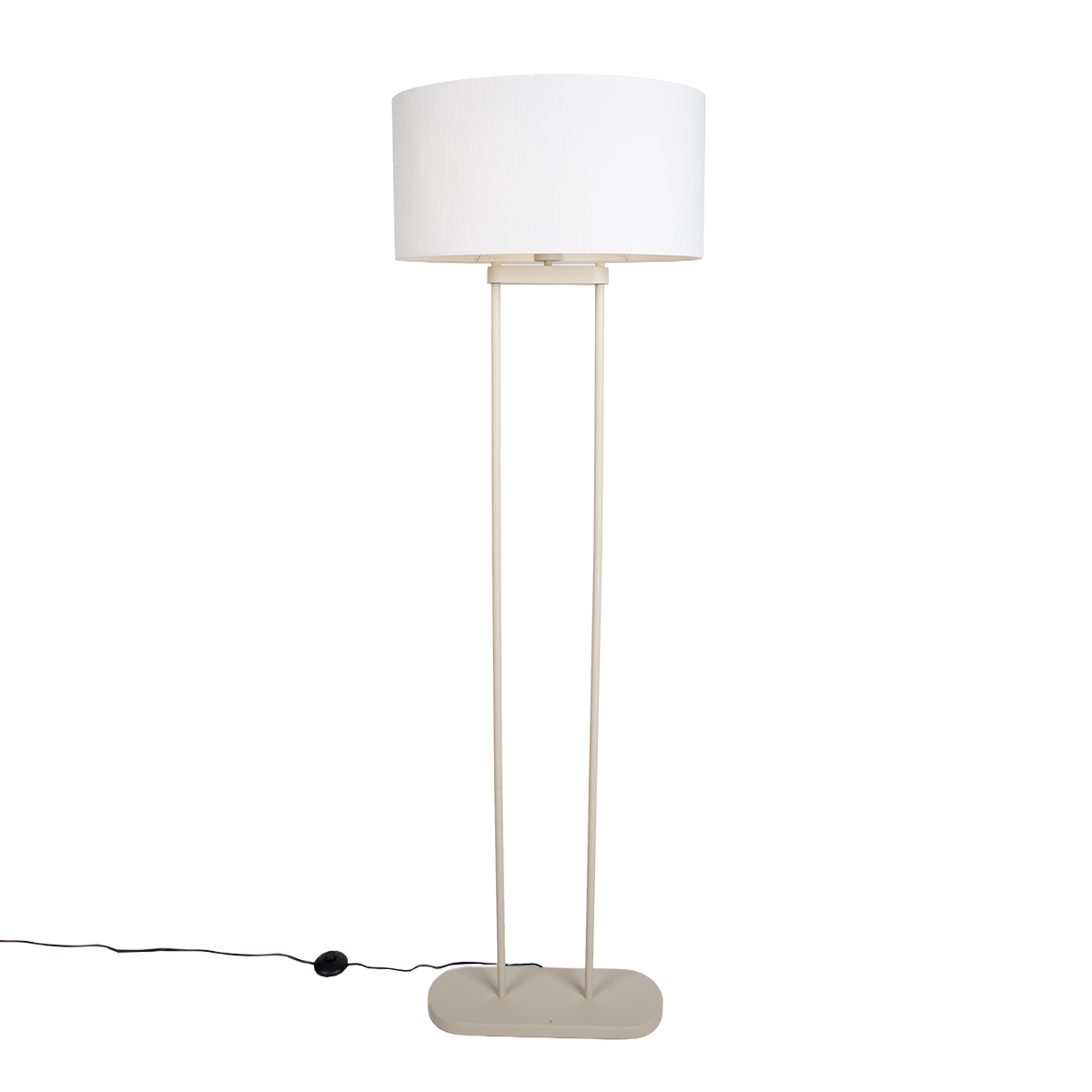 Bézs állólámpa fehér vászon ovális lámpabúrával 50 cm - Thijmen