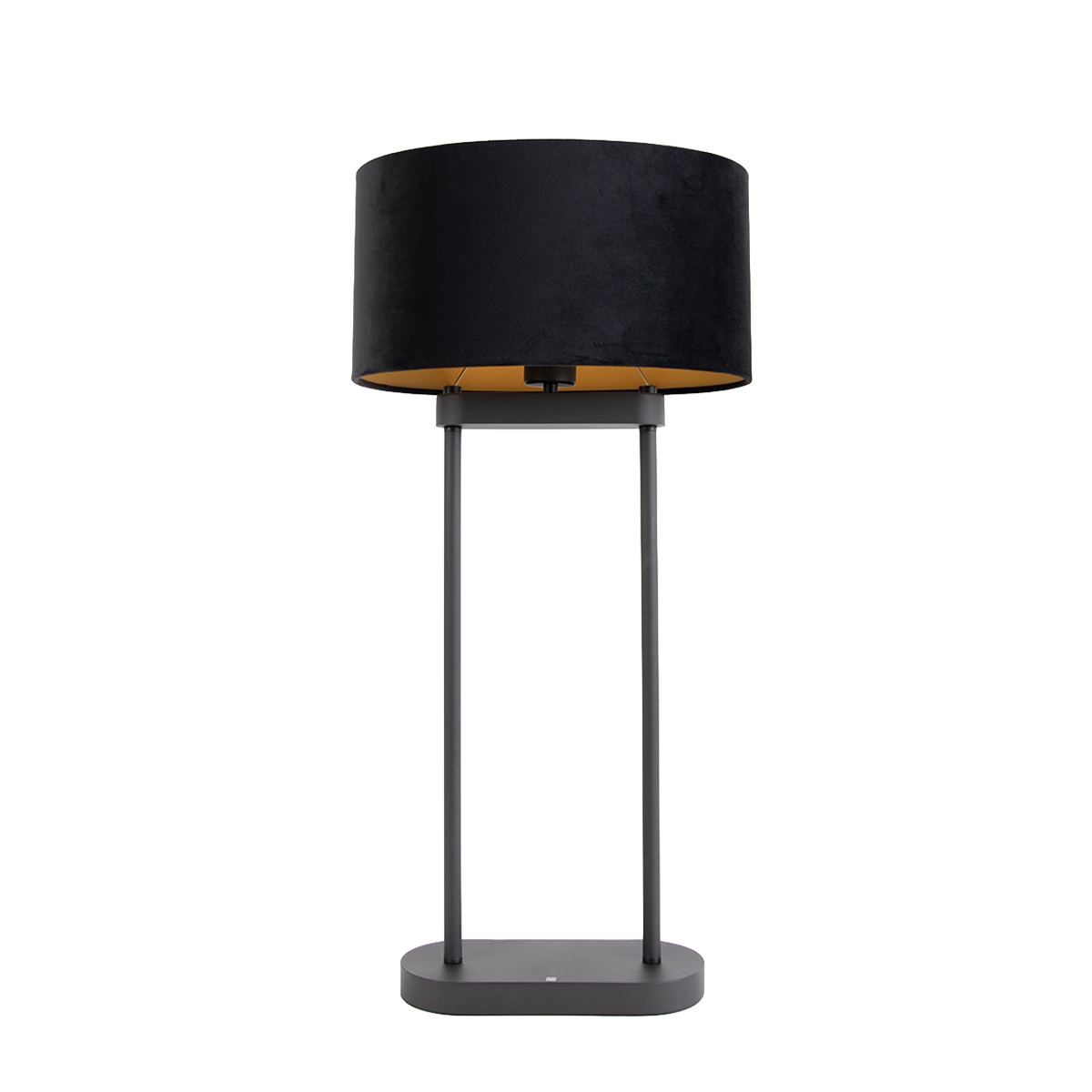 Asztali lámpa fekete, fekete ovális búrával 35 cm - Thijmen