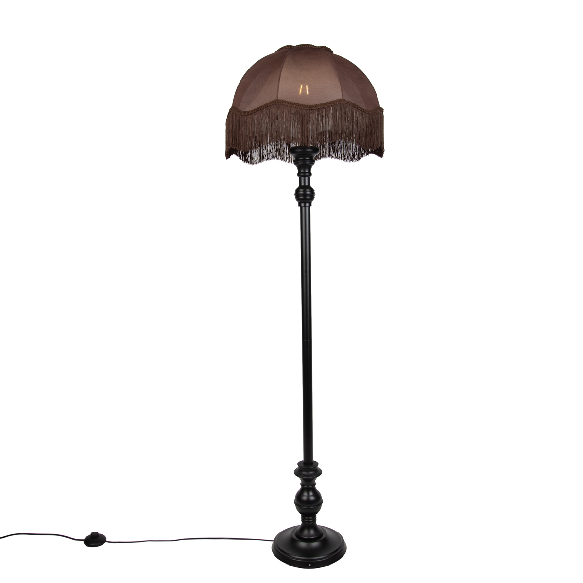 Vloerlamp zwart met bruine kap en witte binnenkant 45cm - Classico