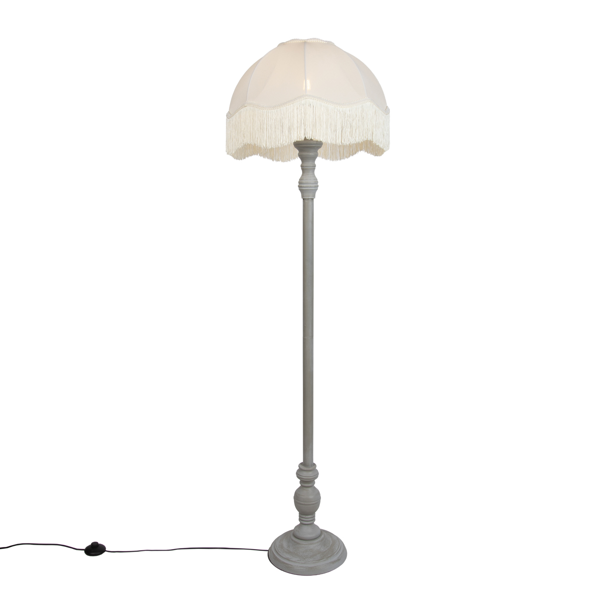 Stojací lampa šedá s béžovým stínidlem a bílým vnitřkem 45 cm - Classico