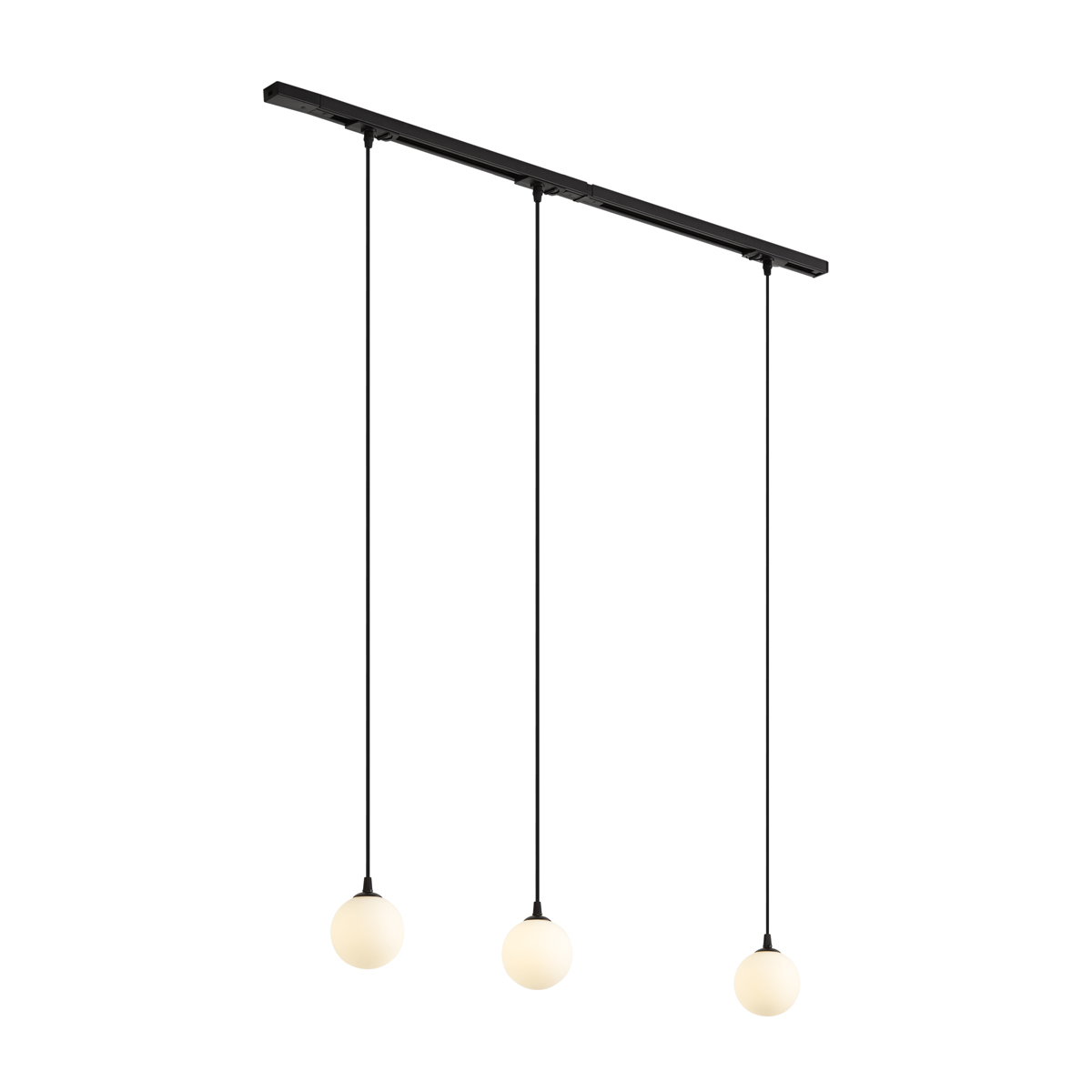 Modern railsysteem zwart met 3 hanglampen wit 1-fase - Iconic Perle