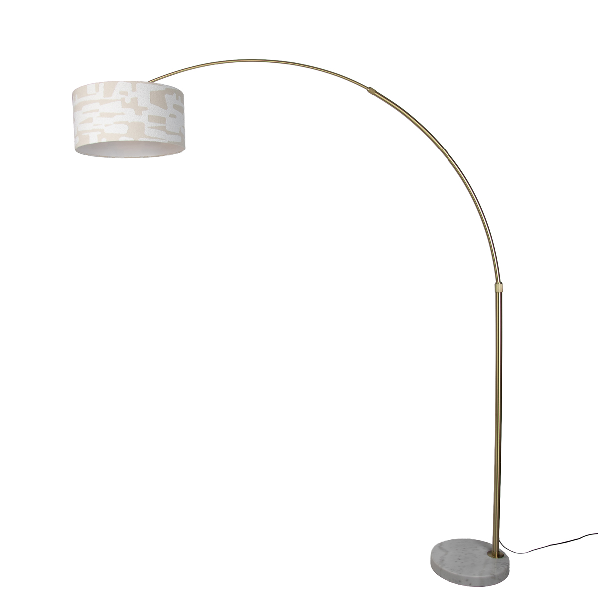 Vloerlamp messing met wit en beige gestreepte kap 50cm - XXL
