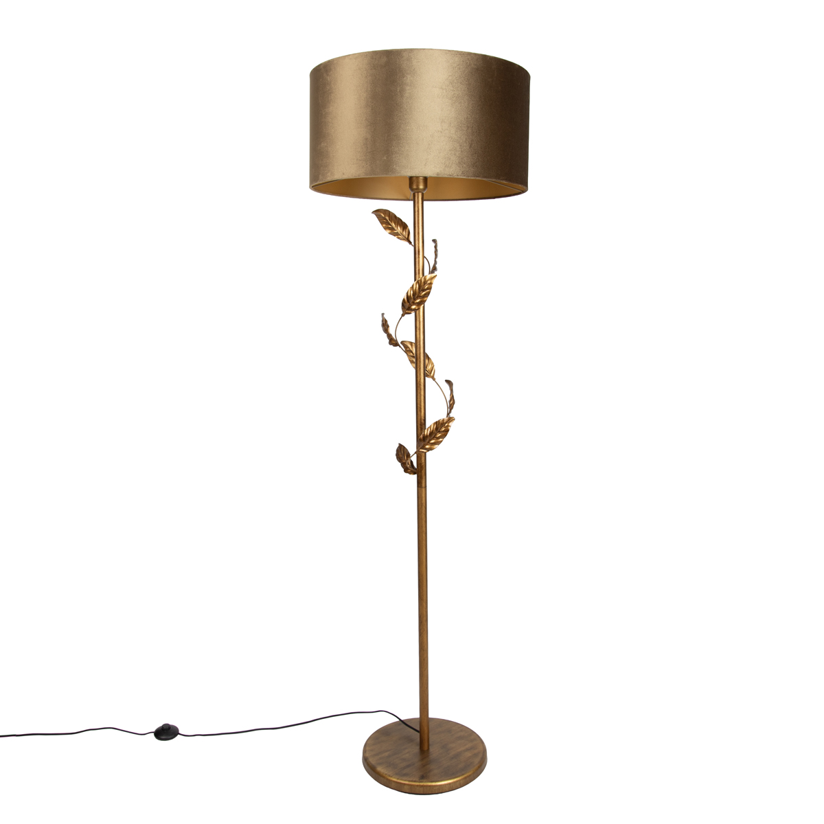 Vloerlamp goud met kap brons en gouden binnenkant 50cm - Linden