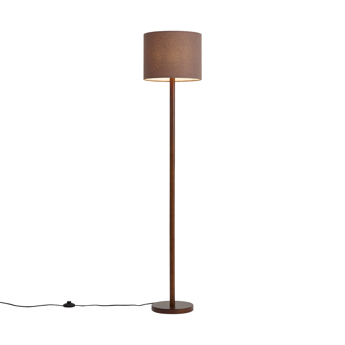 Japandi stojací lampa z ořechového dřeva s hnědým lněným stínidlem 151cm - Mels – QAZQA