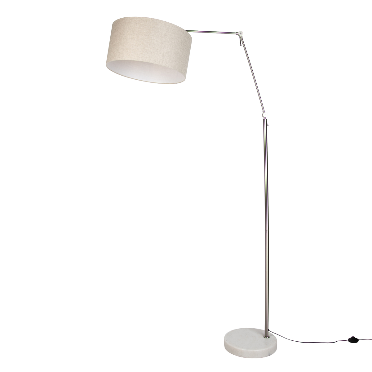 Stojací lampa ocelová se světle šedým stínidlem 50 cm - Editor