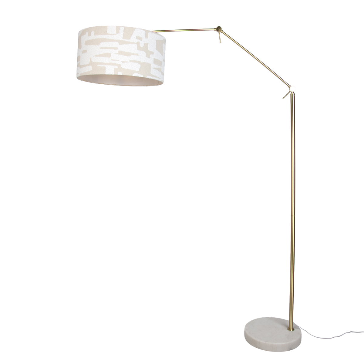 Vloerlamp goud verstelbaar met wit en beige gestreepte kap 50cm - Editor