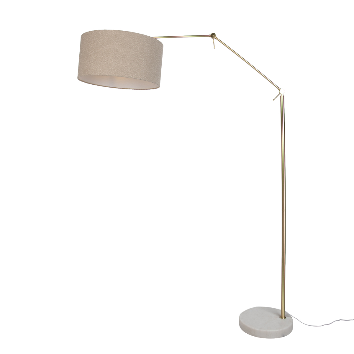 Vloerlamp goud verstelbaar met kap beige van teddy stof 50cm - Editor