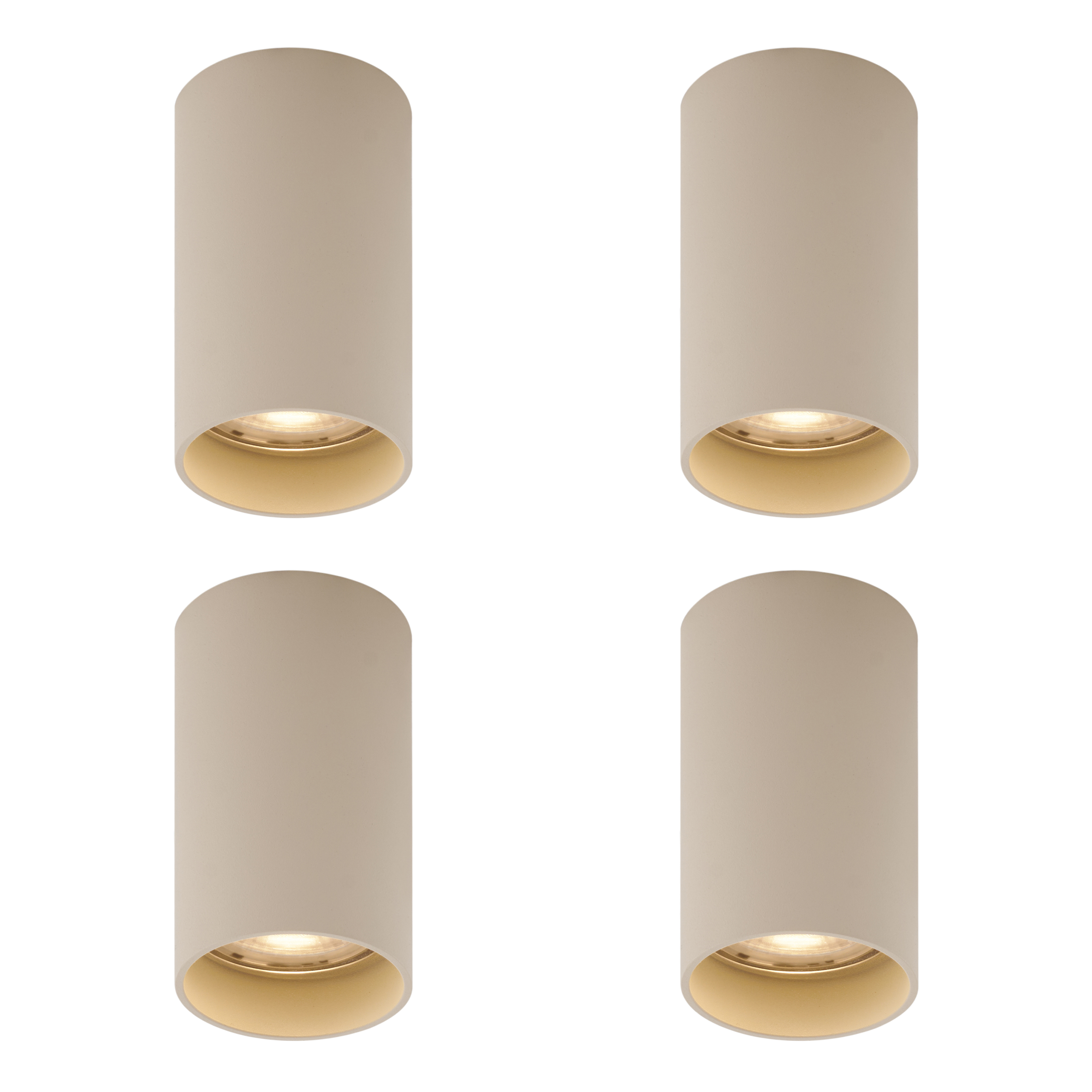 4 darabos modern bézs színű, felületre szerelhető spotlámpa készlet GU10 50mm kerek - Tuba
