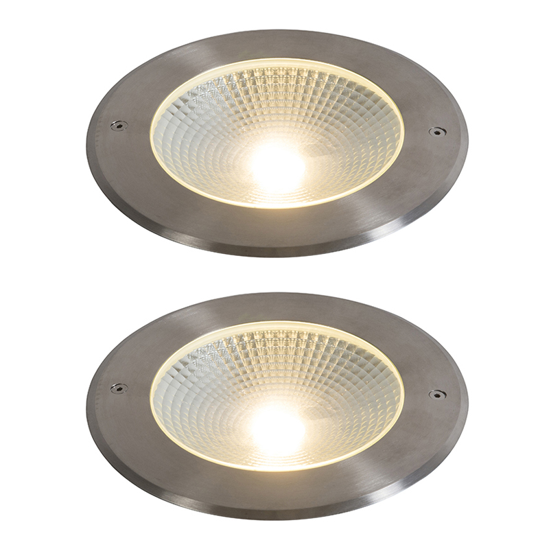 Sada 2 moderních zemních bodových svítidel ocel vč. LED 20W - Bridge