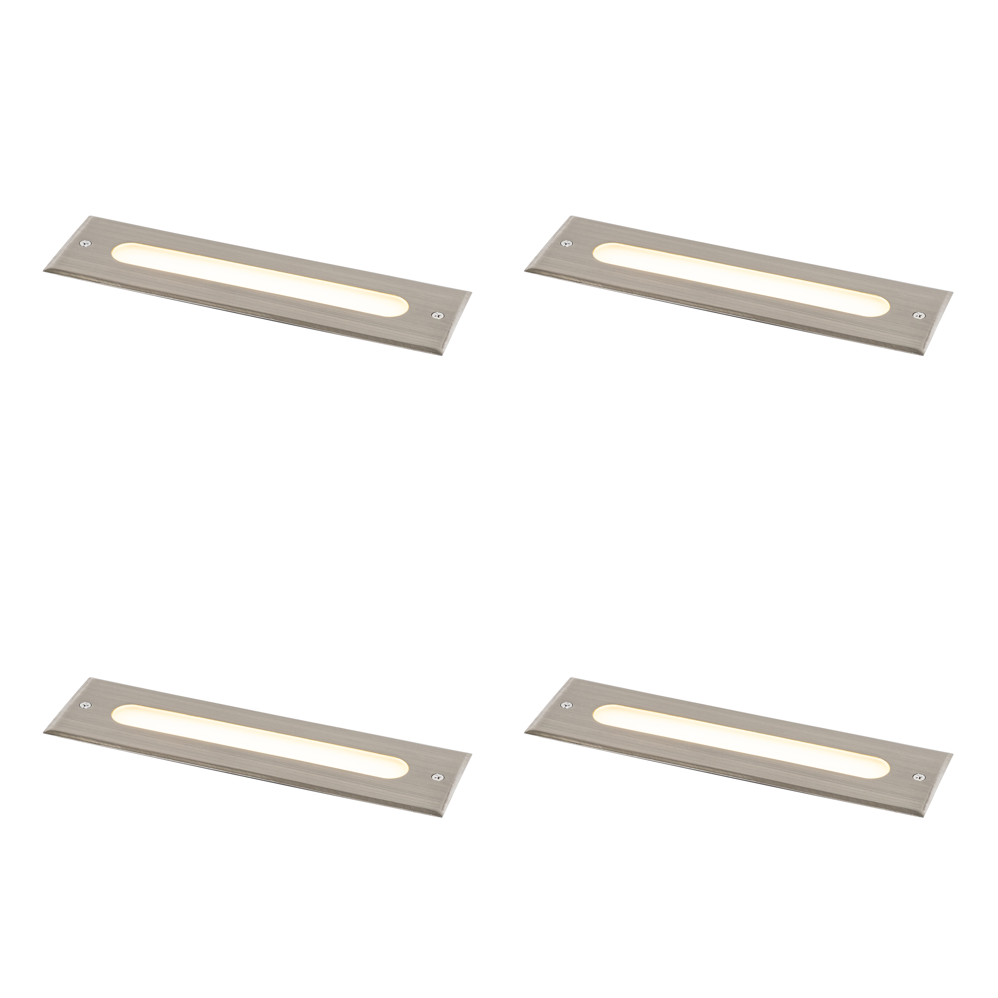 Sada 4 moderních zemních bodových světel ocel 30 cm vč. LED IP65 - Eline