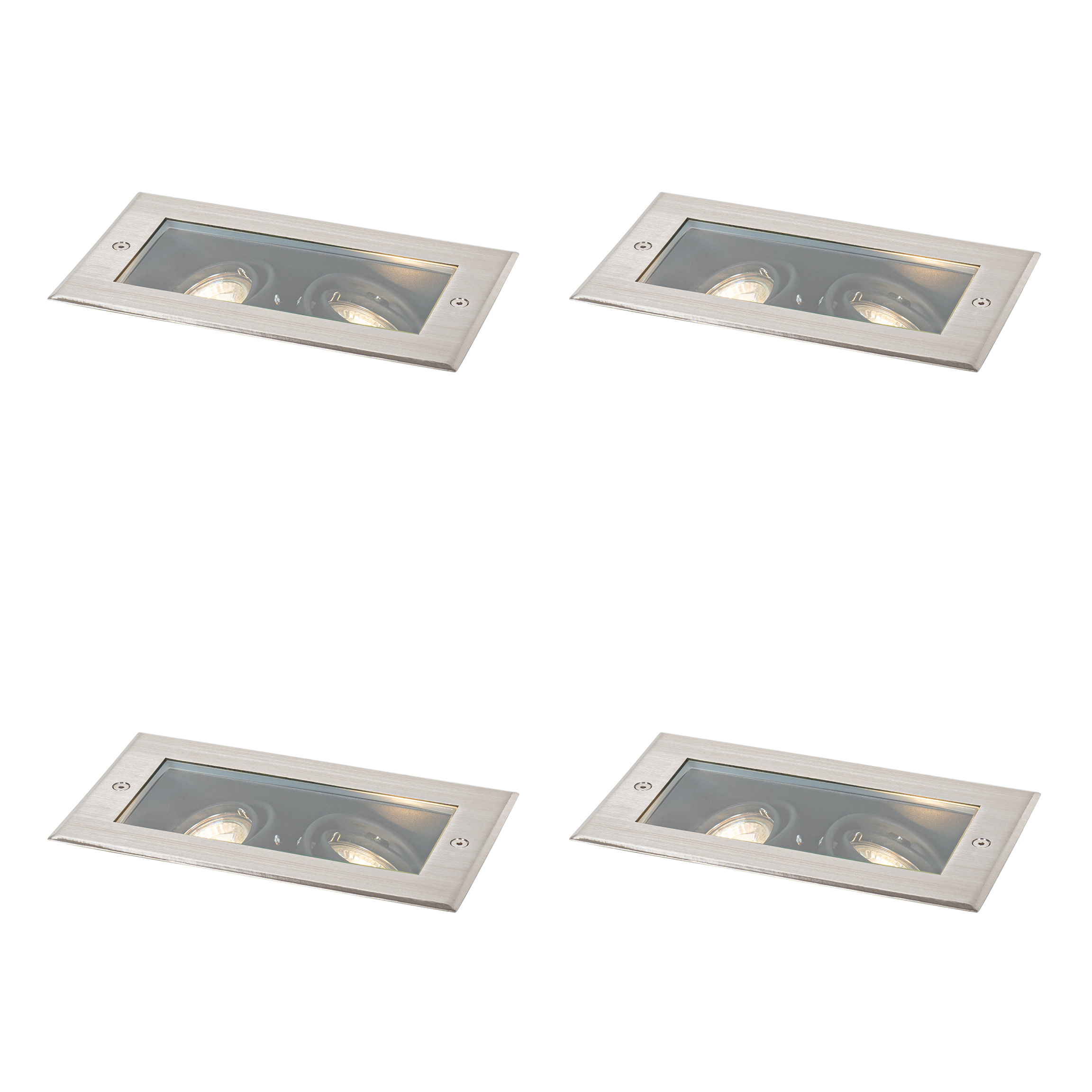 Sada 4 moderních zemních bodových svítidel ocelová 2-světla nastavitelná IP65 - Oneon