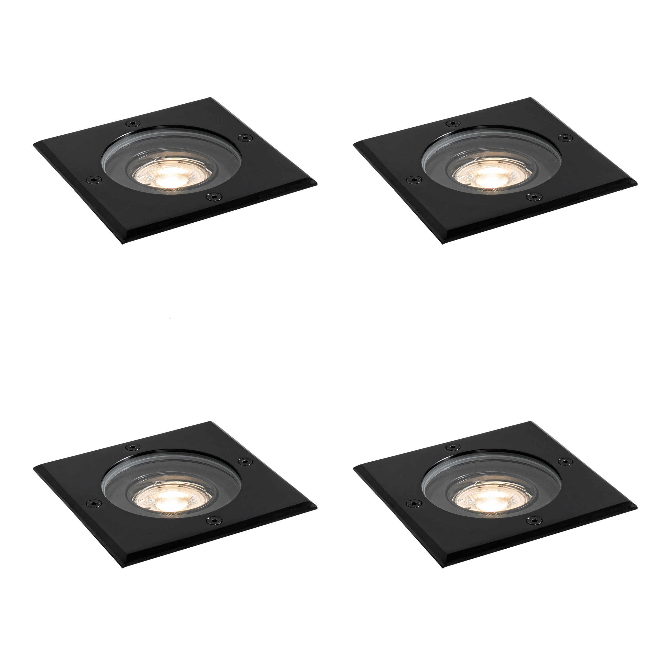 Sada 4 venkovních zemních bodových svítidel černá čtvercová nastavitelná IP65 - Delux