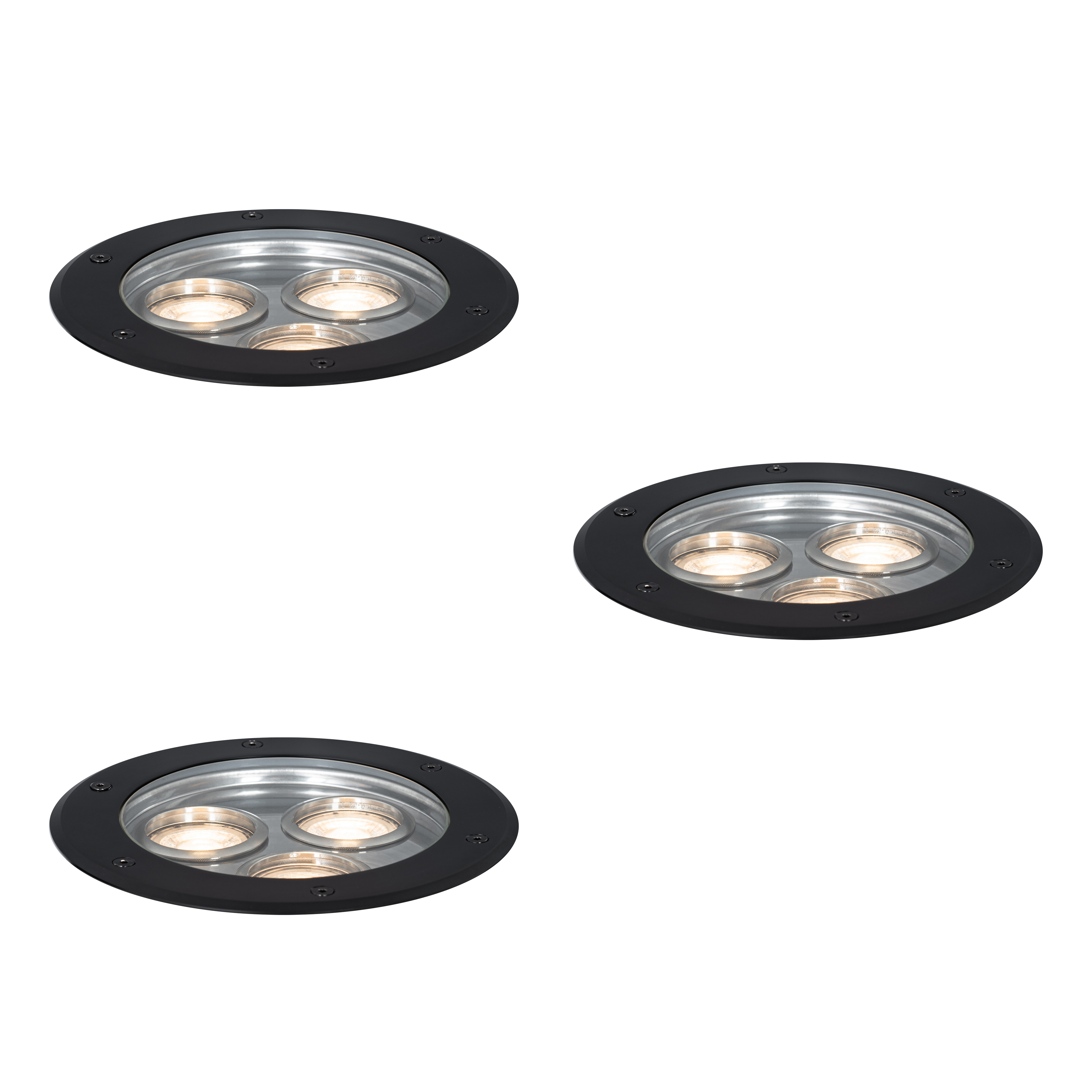 Sada 3 moderních zemních bodových světel černá 3-světla IP65 - Tribus