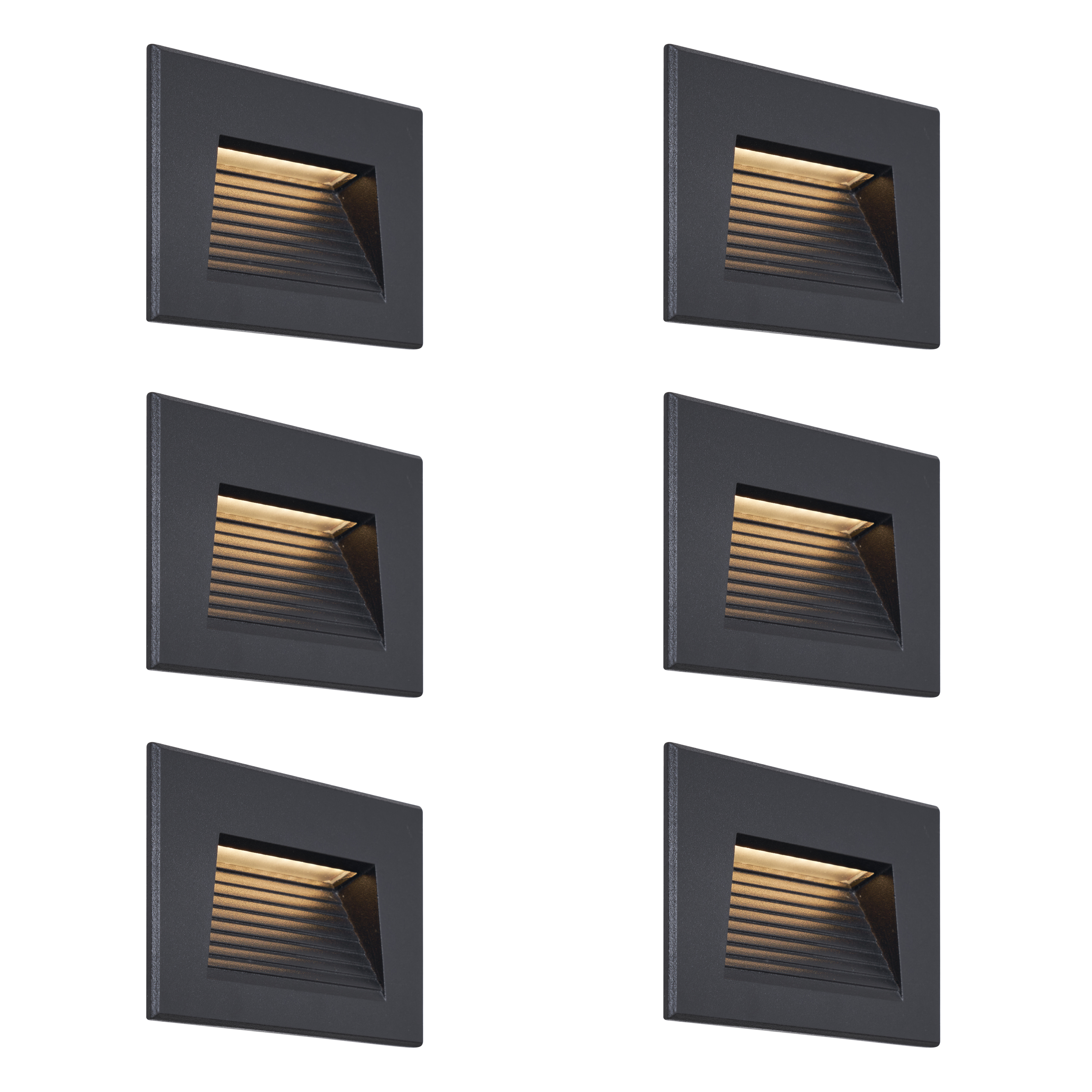 6 darabos modern süllyesztett fali lámpa szett fekete 11,5 cm LED-del IP65 - Trem
