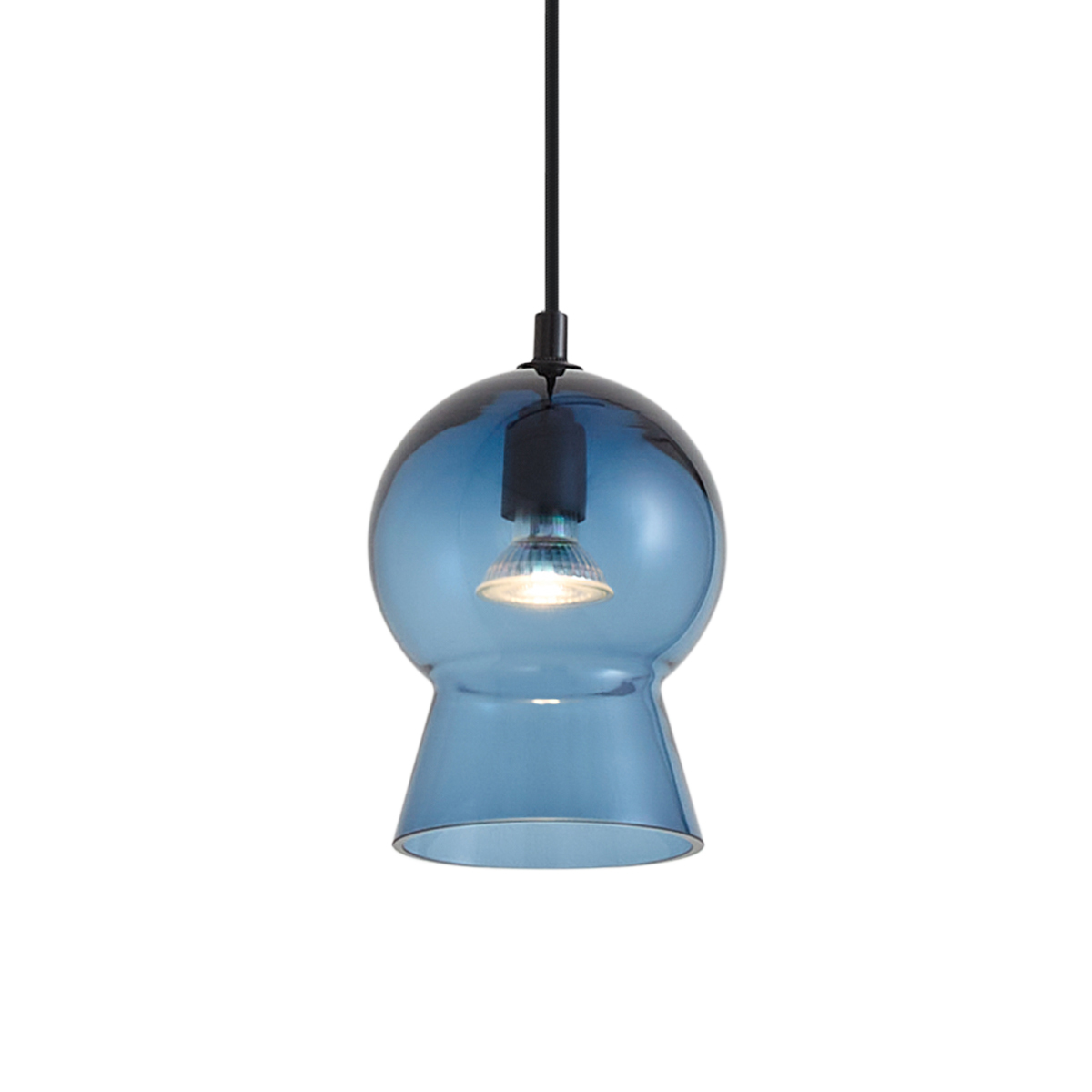 Retro visilica crna s plavim staklom za jednofazni sustav tračnica - Iconic Bell