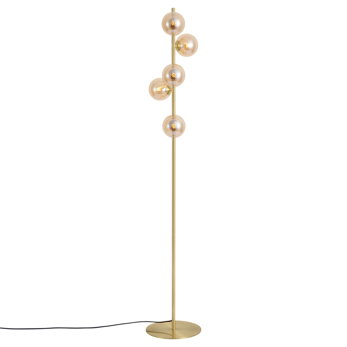 Art Deco vloerlamp messing met amber glas 5-lichts - Ryan – QAZQA