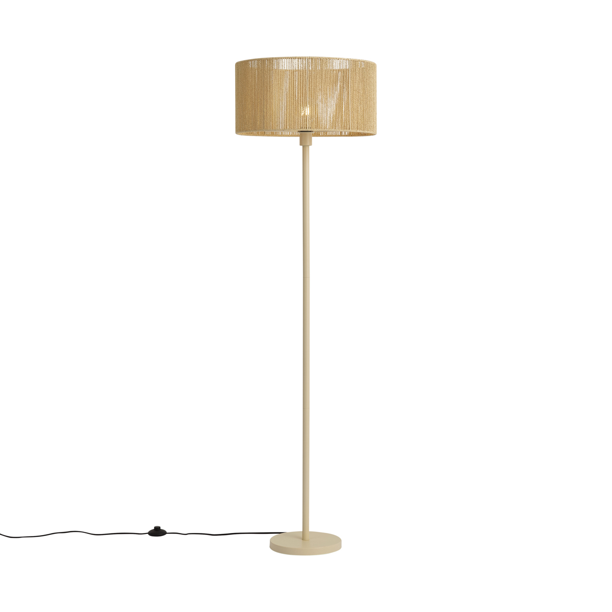 Stojací lampa béžová s papírovým lanovým stínidlem 50/50/25 - Simplo – QAZQA