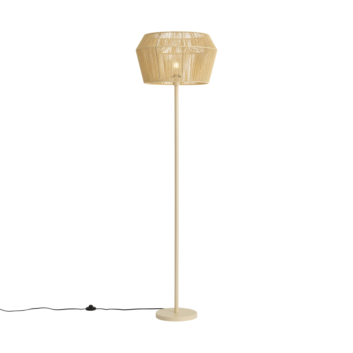 Stojací lampa béžová s papírovým lanovým stínidlem 50/50/30 - Simplo – QAZQA