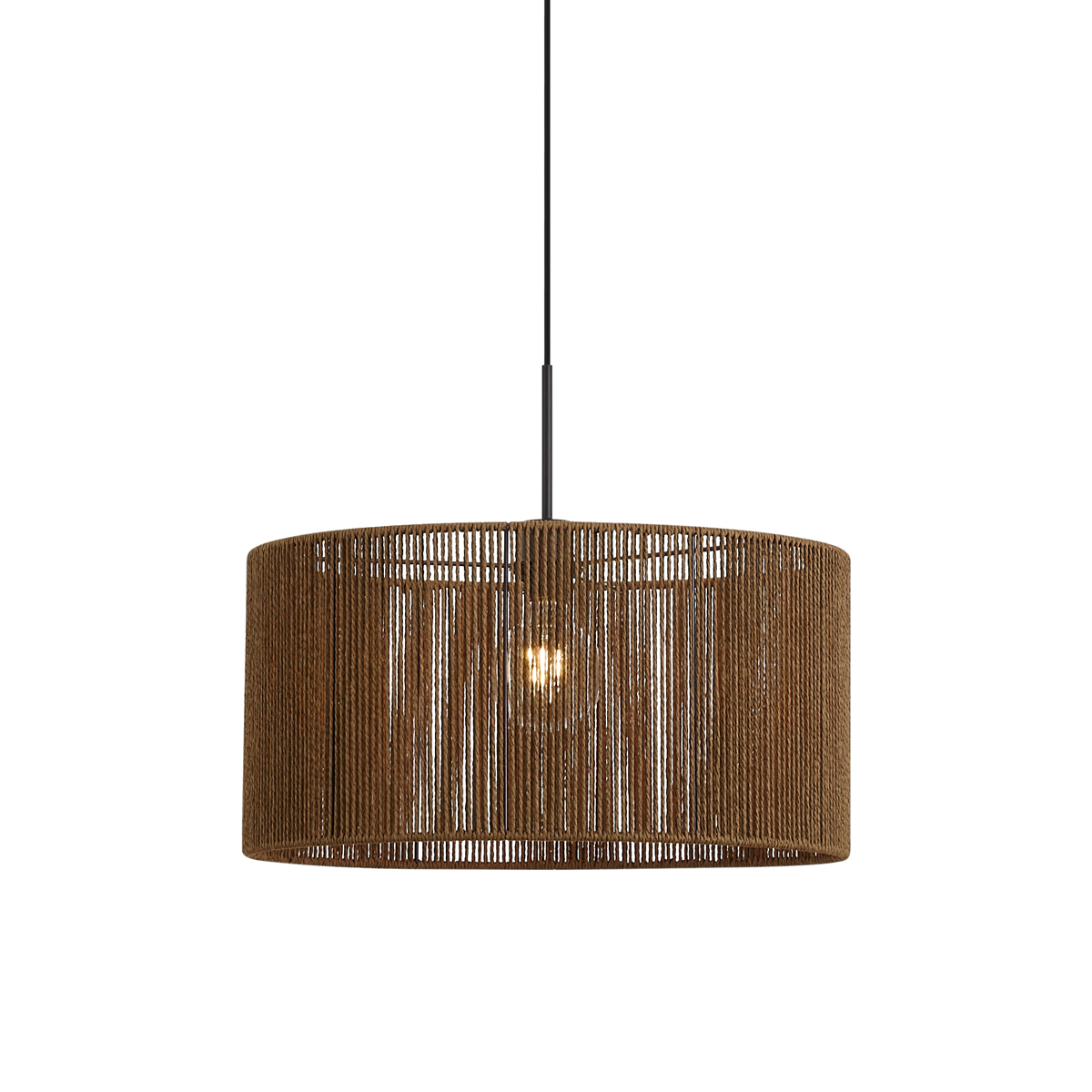 Hanglamp zwart met bruine papieren touw kap 50/50/25 - Combi 1 – QAZQA